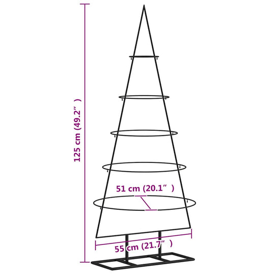 Metal Christmas Tree Stand – Festive Decorative Accent, lightweight metal structure with dimensions labeled, ideal for DIY decoration.