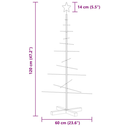 Metal Christmas Tree with Wooden Base