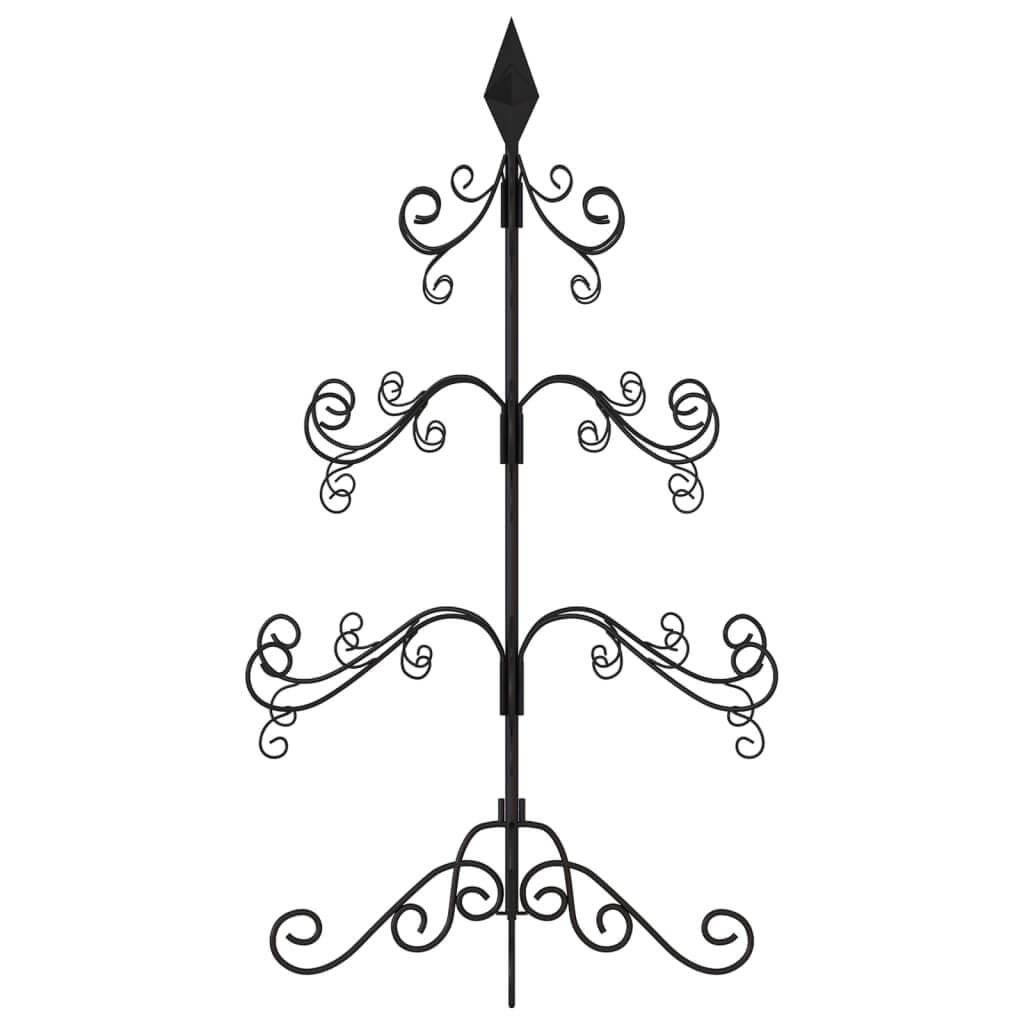 Black metal Christmas tree with decorative scrolls, perfect for DIY holiday decor, 90 cm tall.