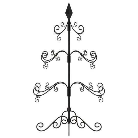 Black metal Christmas tree with decorative scrolls, perfect for DIY holiday decor, 90 cm tall.