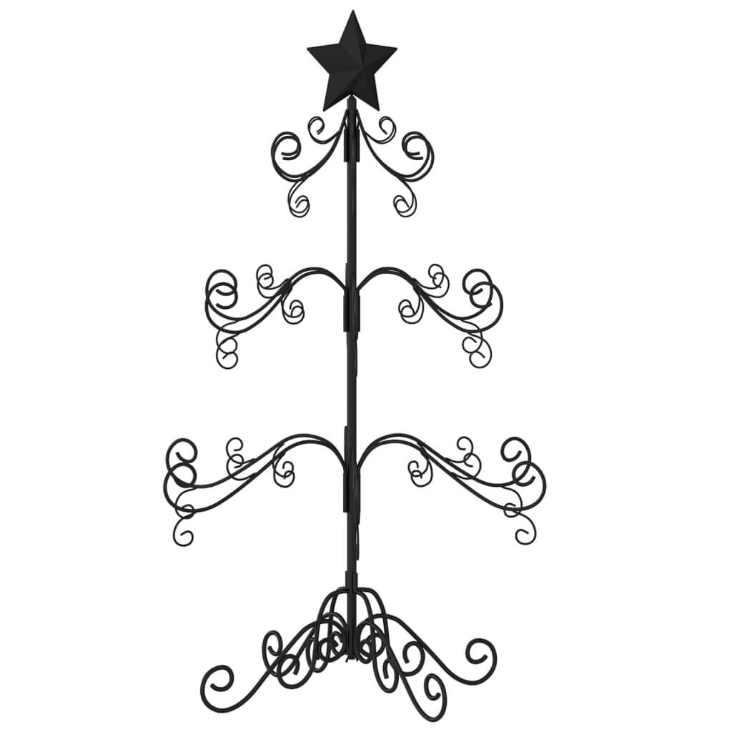 Black metal Christmas tree with decorative curls and a star topper, perfect for DIY holiday decorations.