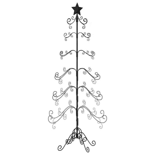 Metal Christmas Tree for Decoration with star topper and scrollwork design, perfect for DIY decoration with lights and ornaments.