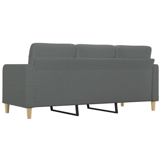 3-seater dark grey sofa with metal frame and wooden legs, ideal for lounge and outdoor furniture settings.