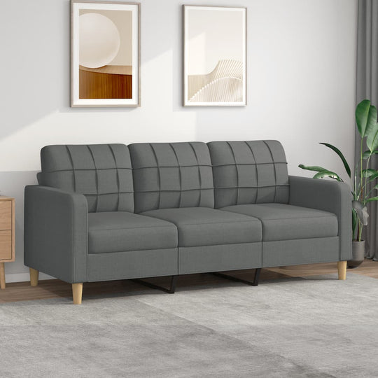 3-seater dark grey fabric sofa with a modern design, perfect for lounge or outdoor furniture in stylish home settings.