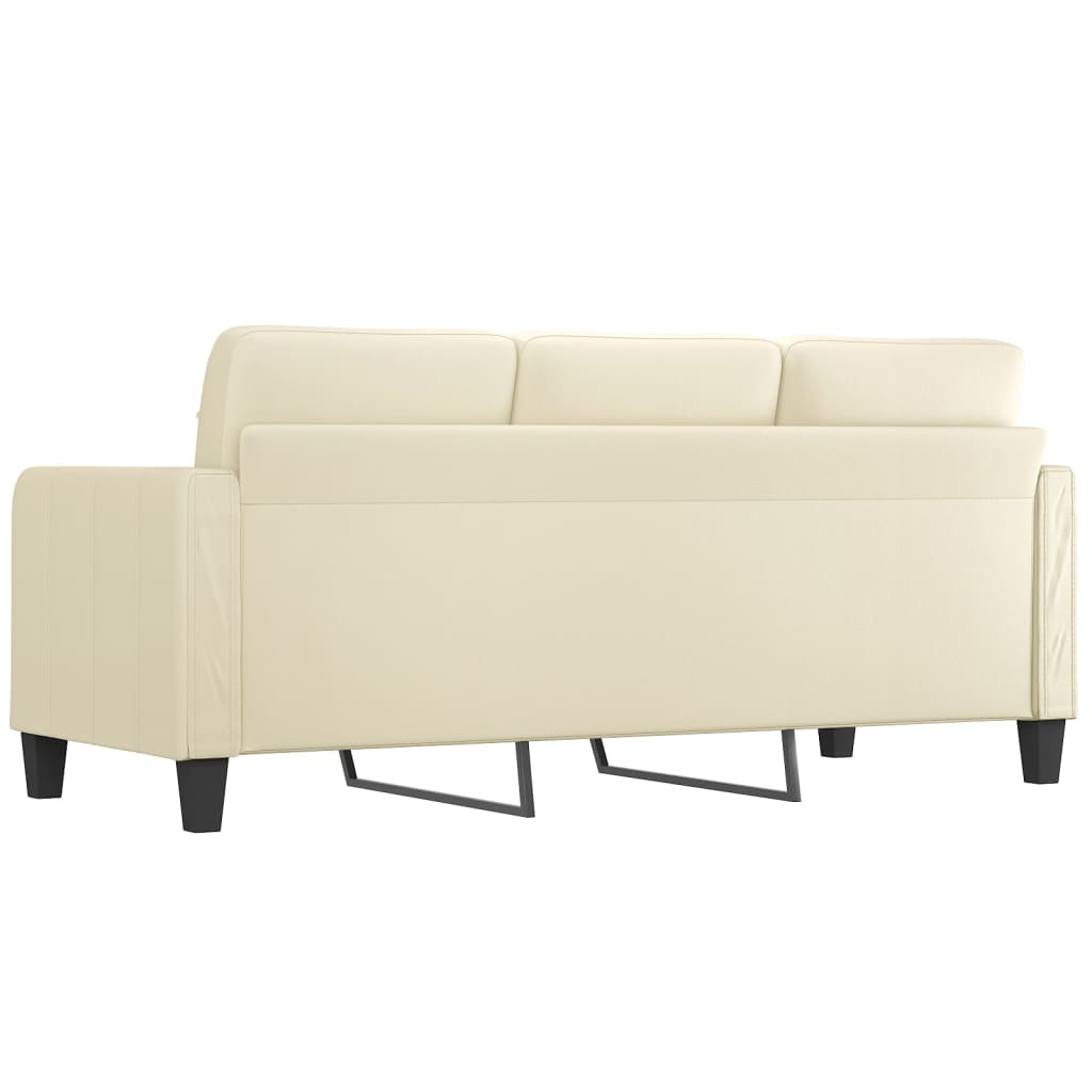 3-Seater Sofa Cream 180 cm Faux Leather