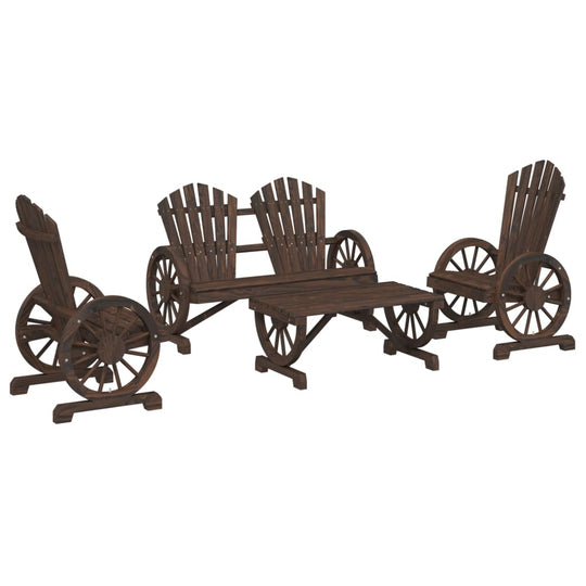 طقم جلوس حديقة مكون من 4 قطع من خشب التنوب الصلب