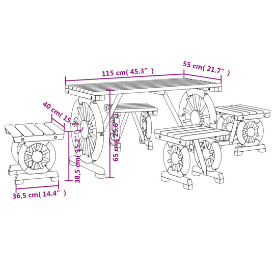 VidaXL 5 Piece Garden Dining Set Solid Wood Fir