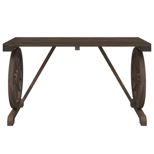 Wooden garden table 115x55x65 cm, solid fir construction, perfect for outdoor dining and rustic charm.