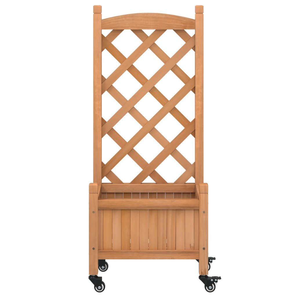 Planter with Trellis and Wheels Solid Wood Fir , plant stand , eligant,Gardening -,Home & Garden -,Lawn & Garden -,Modern Design,new-305021,Pots & Planters,Wooden Furniture