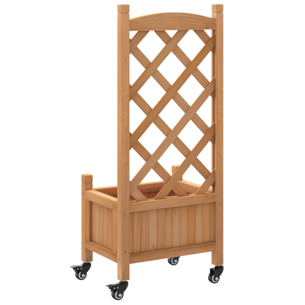 Planter with Trellis and Wheels Solid Wood Fir , plant stand , eligant,Gardening -,Home & Garden -,Lawn & Garden -,Modern Design,new-305021,Pots & Planters,Wooden Furniture