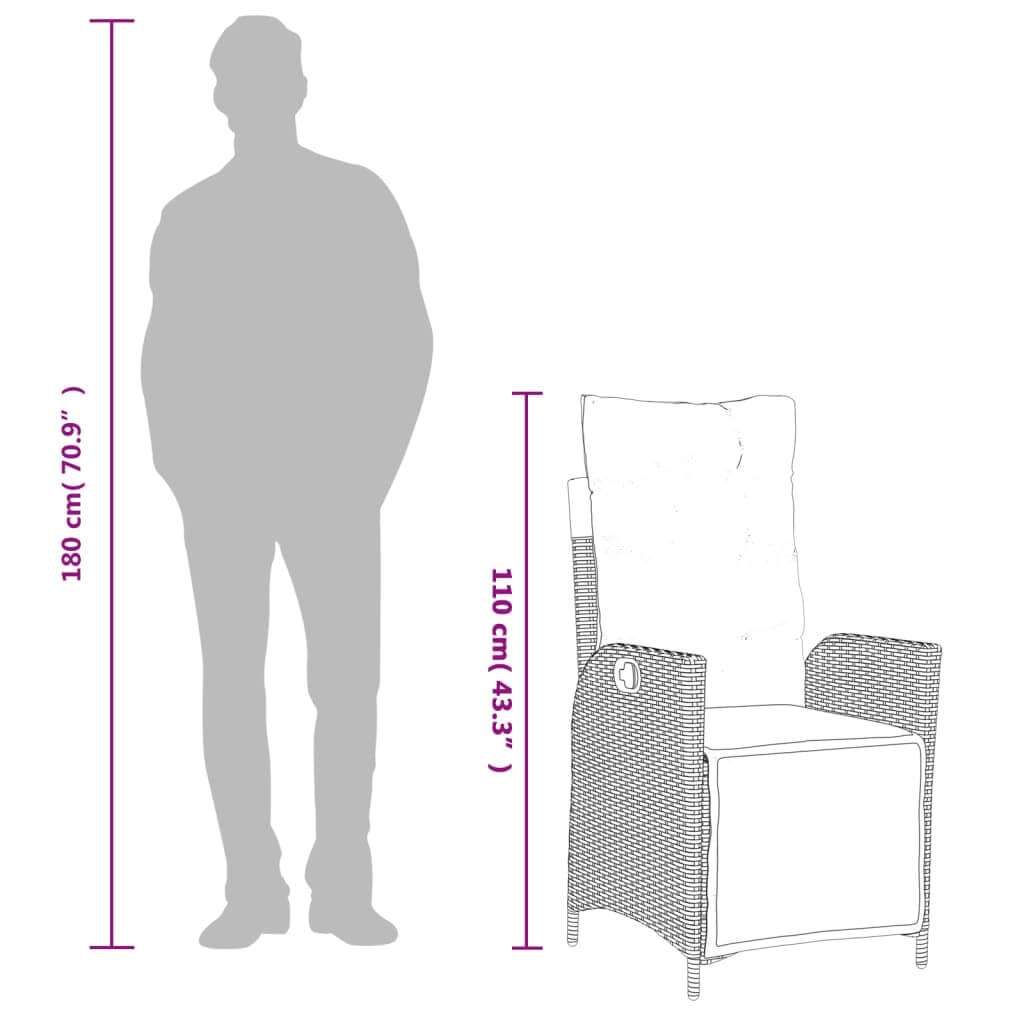 Reclining Garden Chairs 2 pcs with Footrest  Poly Rattan