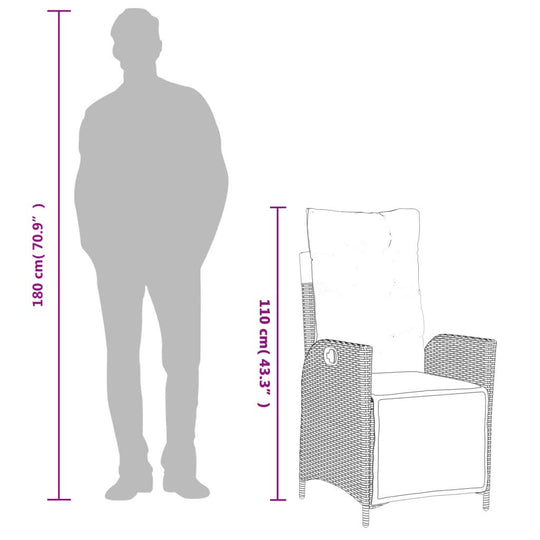 Reclining Garden Chairs 2 pcs with Footrest  Poly Rattan