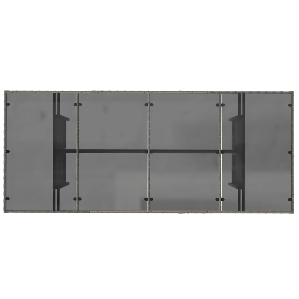 طاولة حديقة بسطح زجاجي 190×80×74 سم مصنوعة من البولي راتان