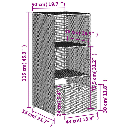 Garden Storage Cabinet 50x55x115 cm Poly Rattan , Furniture -> Outdoor Furniture -> Outdoor Storage Boxes , Durable,eligant,Furniture -,Home & Garden -,Modern Design,new-305021,Outdoor Furniture -,Outdoor Storage Boxes