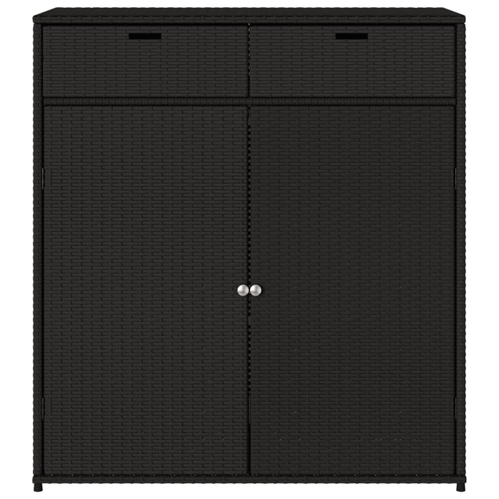 Garden Storage Cabinet Black 105x55x113 cm Poly Rattan