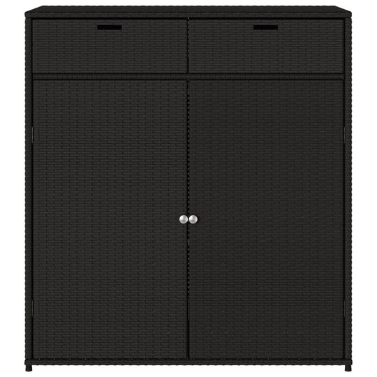 Garden Storage Cabinet Black 105x55x113 cm Poly Rattan