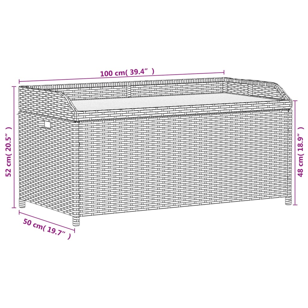 Storage Bench 100x50x52 cm Poly Rattan and Acacia Wood , GARDEN BENCH , eligant,Furniture -,Home & Garden -,Modern Design,new-305021,Outdoor Benches,Outdoor Furniture -,Outdoor Seating -