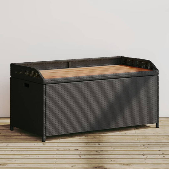 Storage Bench 100x50x52 cm Poly Rattan and Acacia Wood , GARDEN BENCH , eligant,Furniture -,Home & Garden -,Modern Design,new-305021,Outdoor Benches,Outdoor Furniture -,Outdoor Seating -