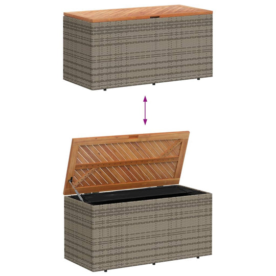 Garden Storage Box 110x50x54 cm Poly Rattan Acacia Wood , storage box , Furniture -,garden decor,Home & Garden -,Modern Design,new-305021,Outdoor Furniture -,Outdoor Storage Boxes,poly rattan,Storage & Organisation -