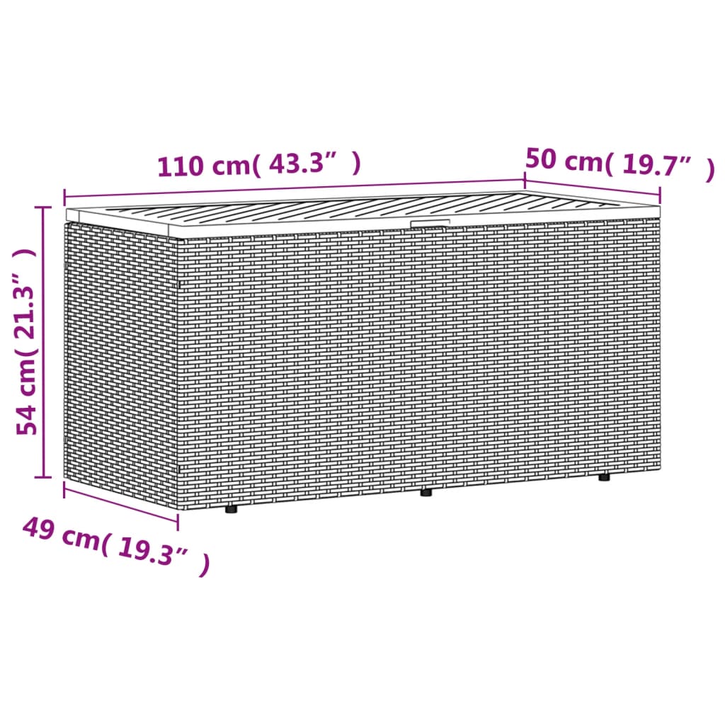 Garden Storage Box 110x50x54 cm Poly Rattan Acacia Wood , storage box , Furniture -,garden decor,Home & Garden -,Modern Design,new-305021,Outdoor Furniture -,Outdoor Storage Boxes,poly rattan,Storage & Organisation -