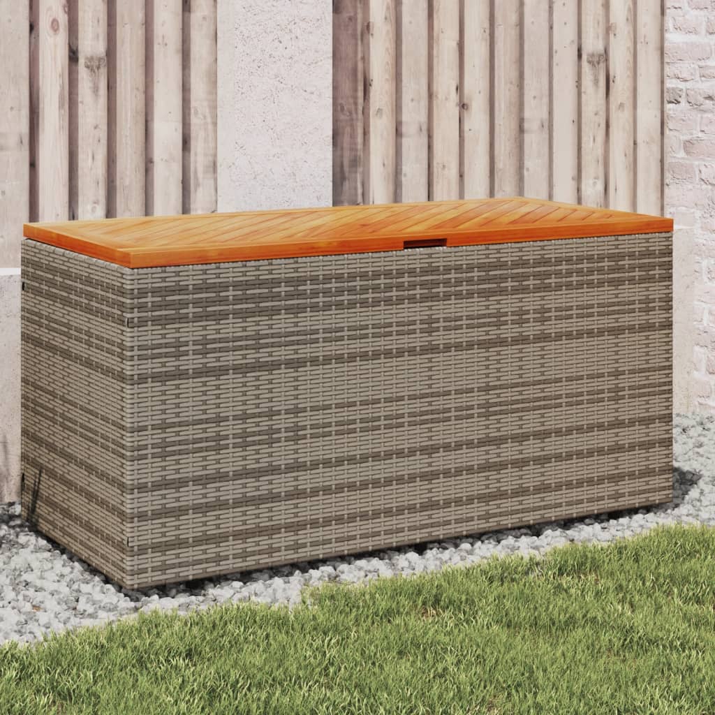 Garden Storage Box 110x50x54 cm Poly Rattan Acacia Wood , storage box , Furniture -,garden decor,Home & Garden -,Modern Design,new-305021,Outdoor Furniture -,Outdoor Storage Boxes,poly rattan,Storage & Organisation -