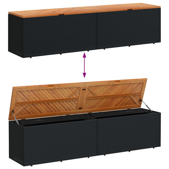 Garden Storage Box 220x50x54 cm Poly Rattan Acacia Wood , Furniture -> Outdoor Furniture -> Outdoor Storage Boxes , Durable,eligant,Furniture -,Home & Garden -,Modern Design,new-305021,Outdoor Furniture -,Outdoor Storage Boxes,Wooden Furniture