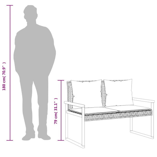 Dimensions of 4 Piece Garden Lounge Set with Cushions, showcasing height and width for outdoor furniture placement.