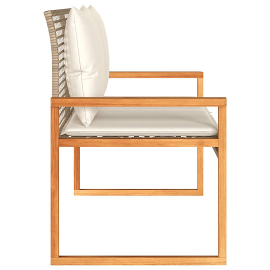 Garden Bench with Cushion Mix  Poly Rattan Acacia Wood