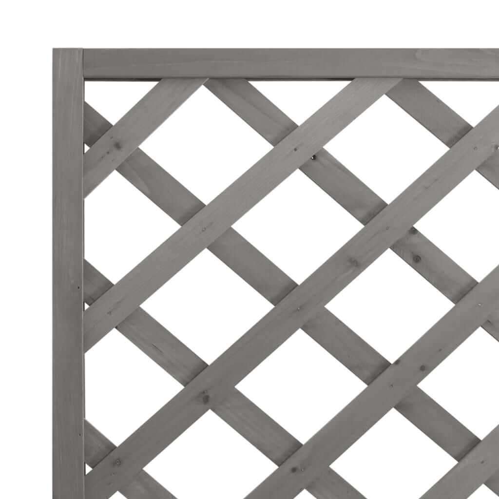 Planter with Trellis  Solid Wood Fir with grey lattice design for outdoor gardens and patios.