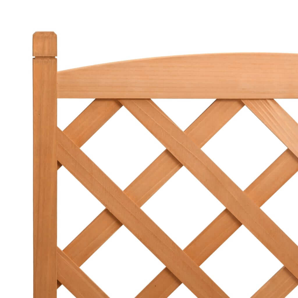 Wooden trellis design close-up with a diagonal lattice pattern, highlighting the solid wood finish and craftsmanship.