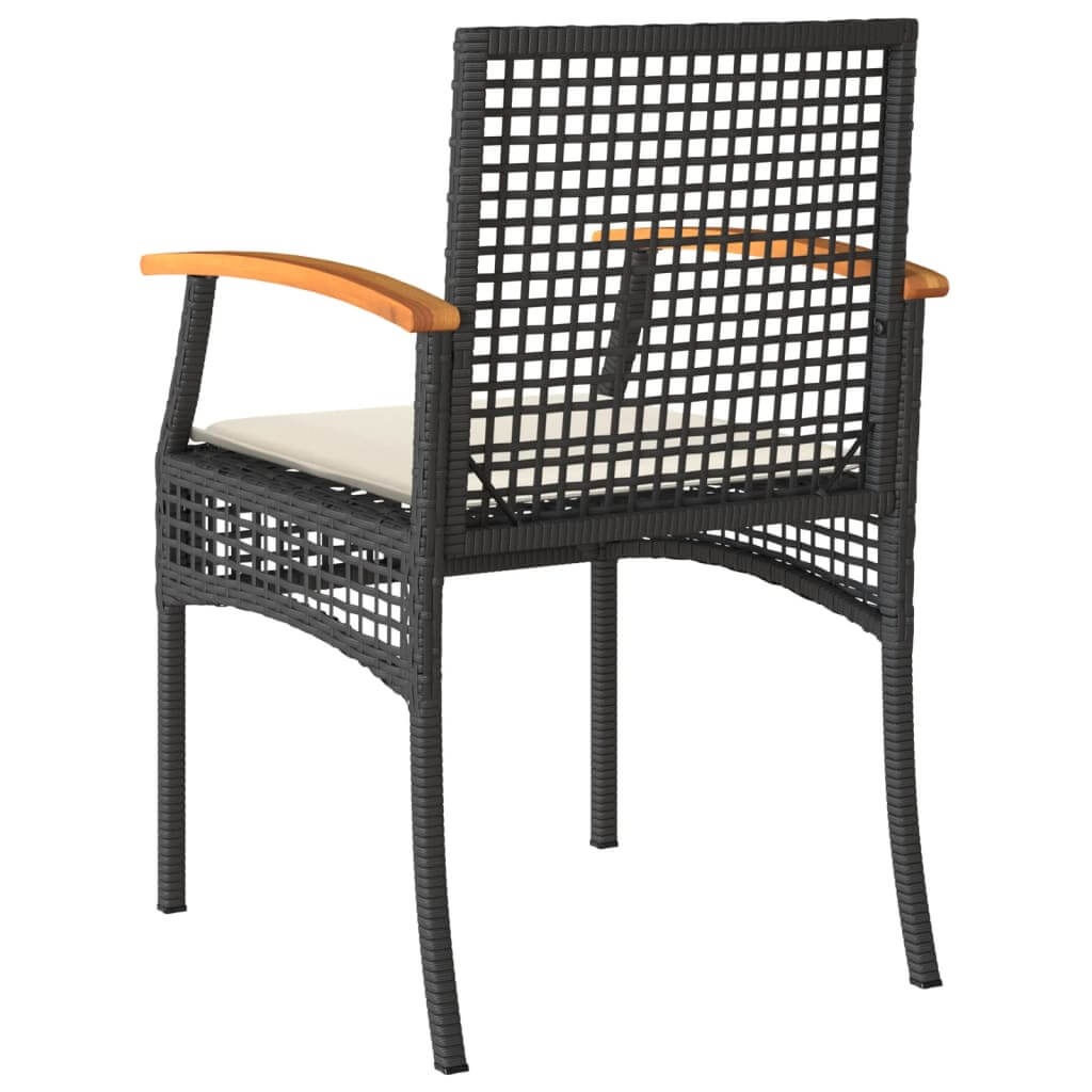 2-Piece Garden Chairs with Cushions – Rattan & Wood Dubai, comfortable outdoor seating with PE rattan and wood arms.