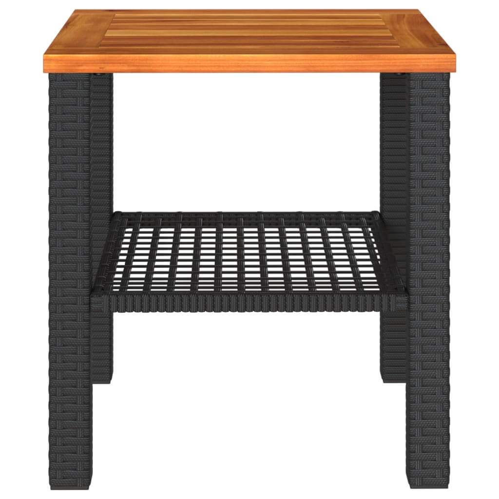 Garden Table  40x40x42 cm Poly Rattan Acacia Wood
