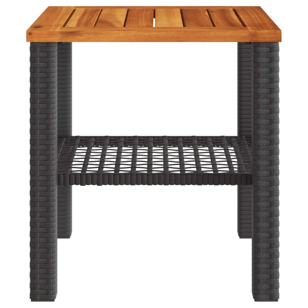 Garden Table  40x40x42 cm Poly Rattan Acacia Wood