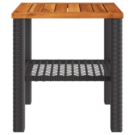 Garden Table  40x40x42 cm Poly Rattan Acacia Wood