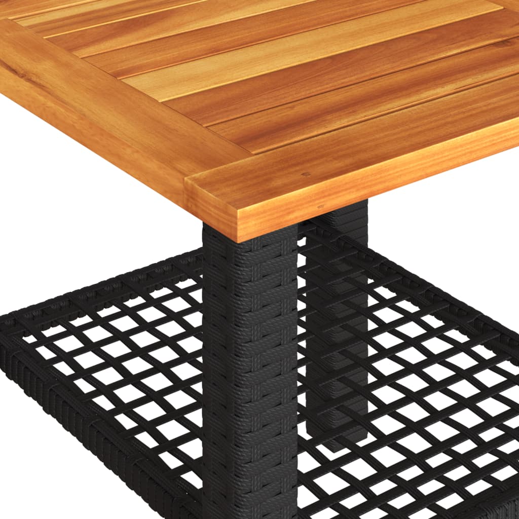 Garden Table  40x40x42 cm Poly Rattan Acacia Wood