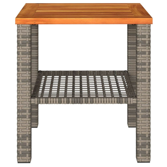 Garden Table 40x40x42cm – Rattan & Acacia Wood Dubai featuring a wood top and woven rattan legs.