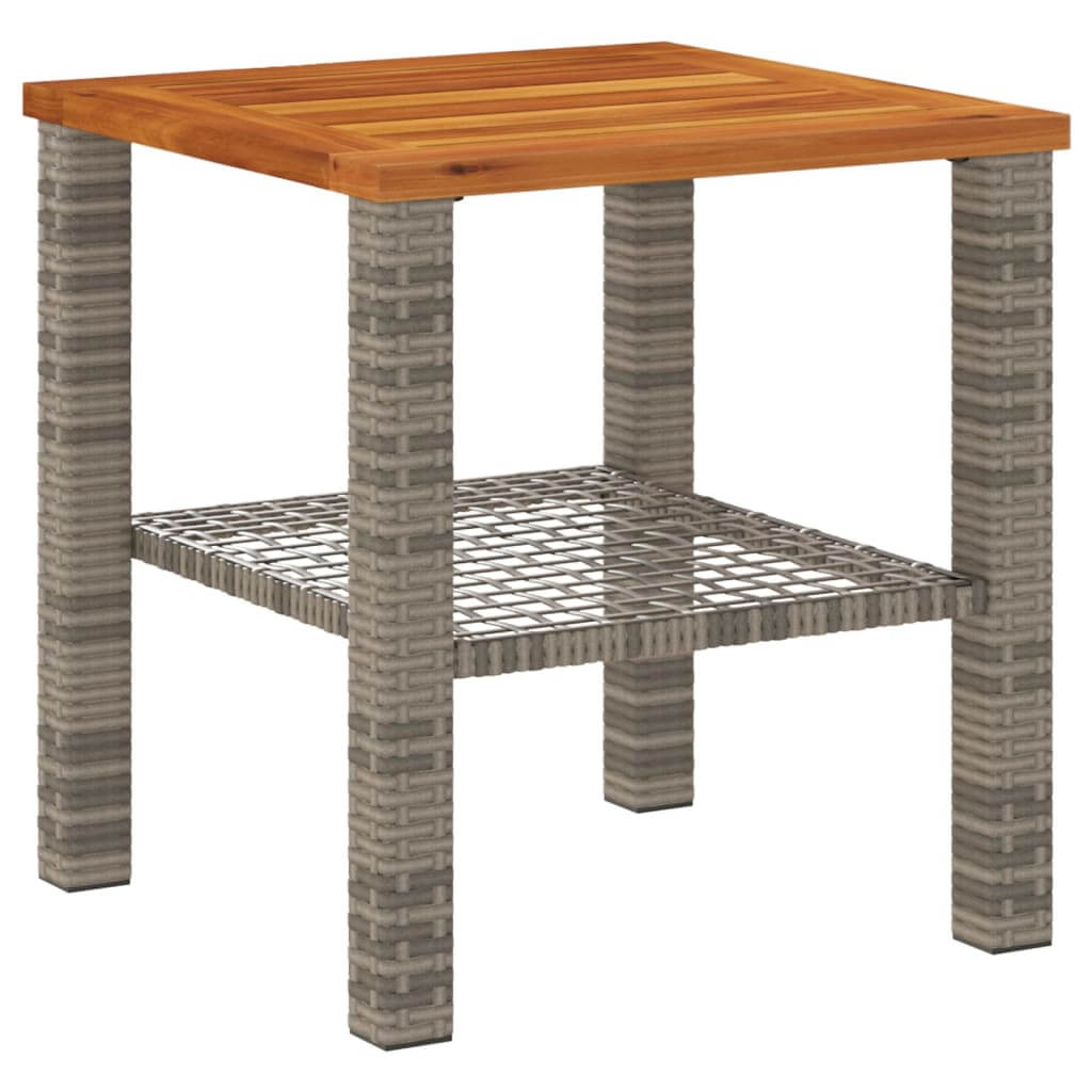 Garden Table 40x40x42cm – Rattan & Acacia Wood Dubai with natural wood top and woven rattan legs.