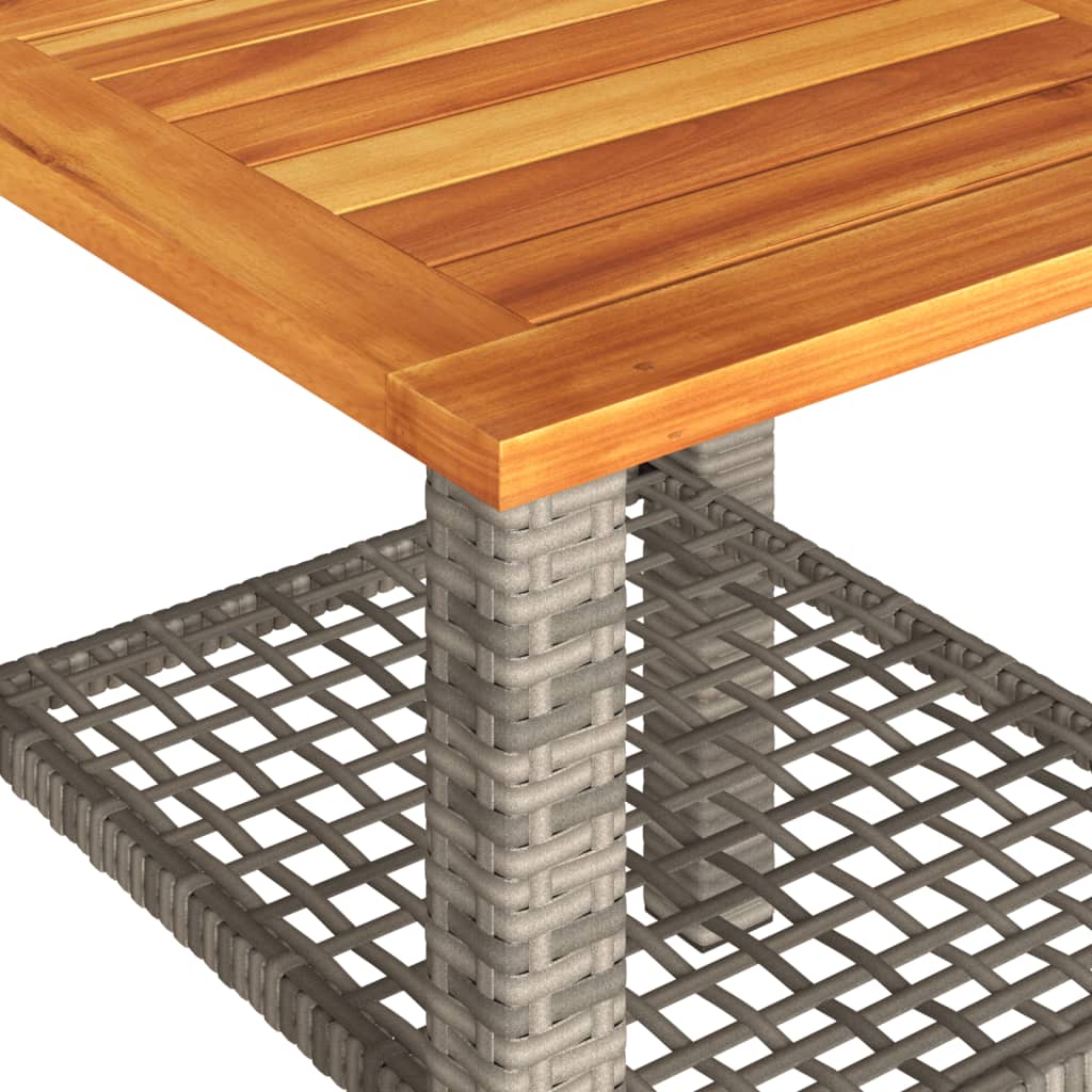 Garden Table 40x40x42cm – Rattan & Acacia Wood Dubai, featuring a sturdy acacia wood top and durable PE rattan base.