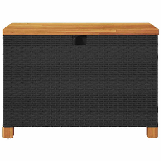 صندوق تخزين للحديقة 80×40×48 سم، مصنوع من البولي راتان وخشب الأكاسيا