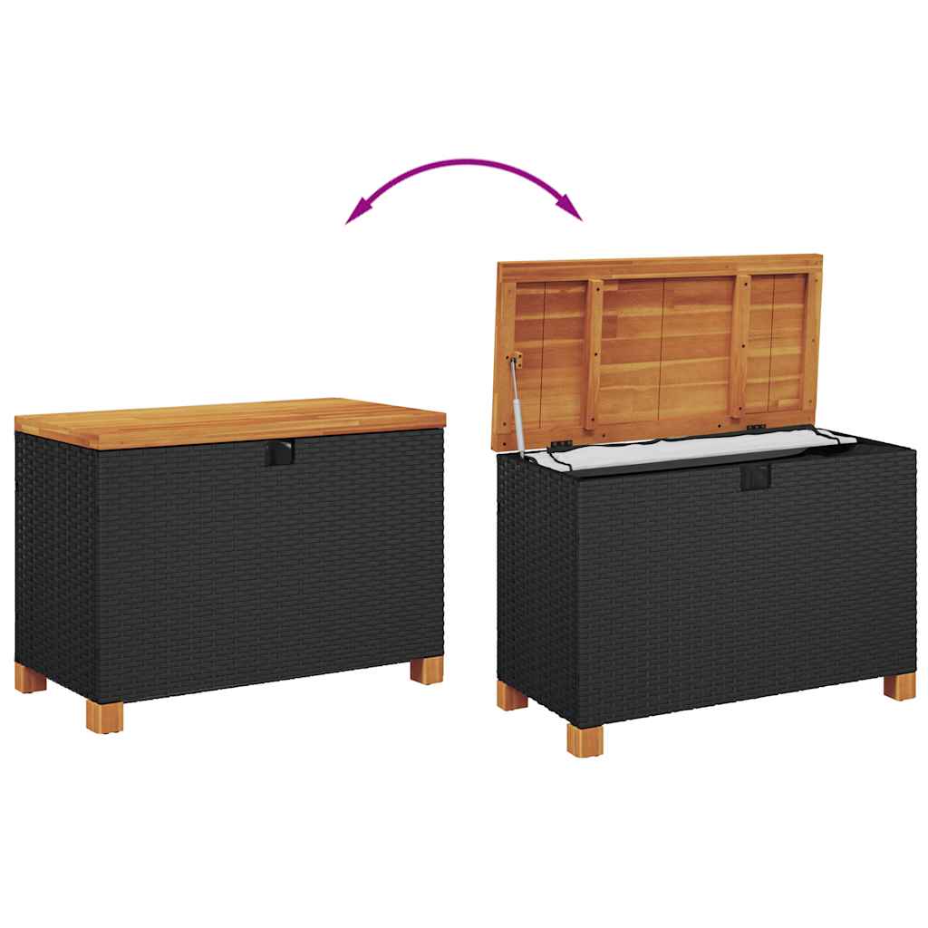 صندوق تخزين للحديقة 80×40×48 سم، مصنوع من البولي راتان وخشب الأكاسيا