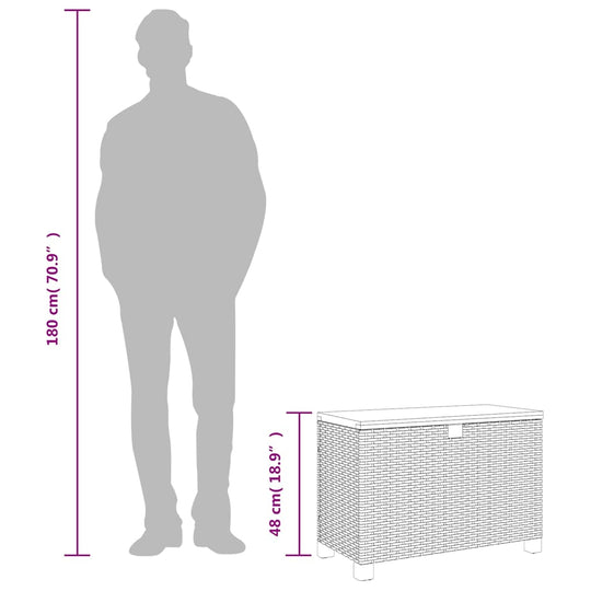 صندوق تخزين للحديقة 80×40×48 سم، مصنوع من البولي راتان وخشب الأكاسيا