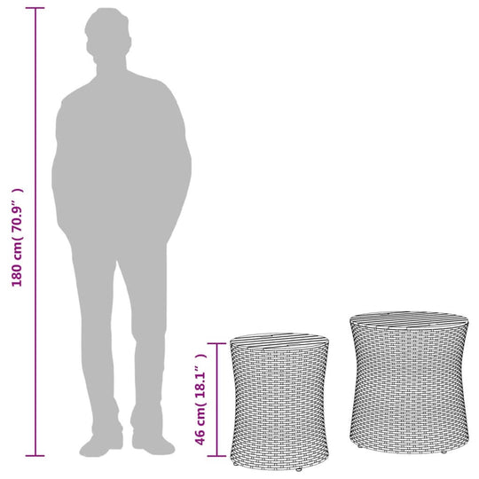 طاولتان جانبيتان للحديقة، قطعتان، بسطح خشبي وغطاء من البولي راتان