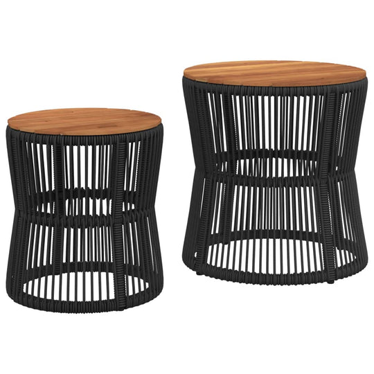 2-Piece Garden Side Tables with Wooden Top – Rattan Dubai featuring durable PE rattan material and elegant design.