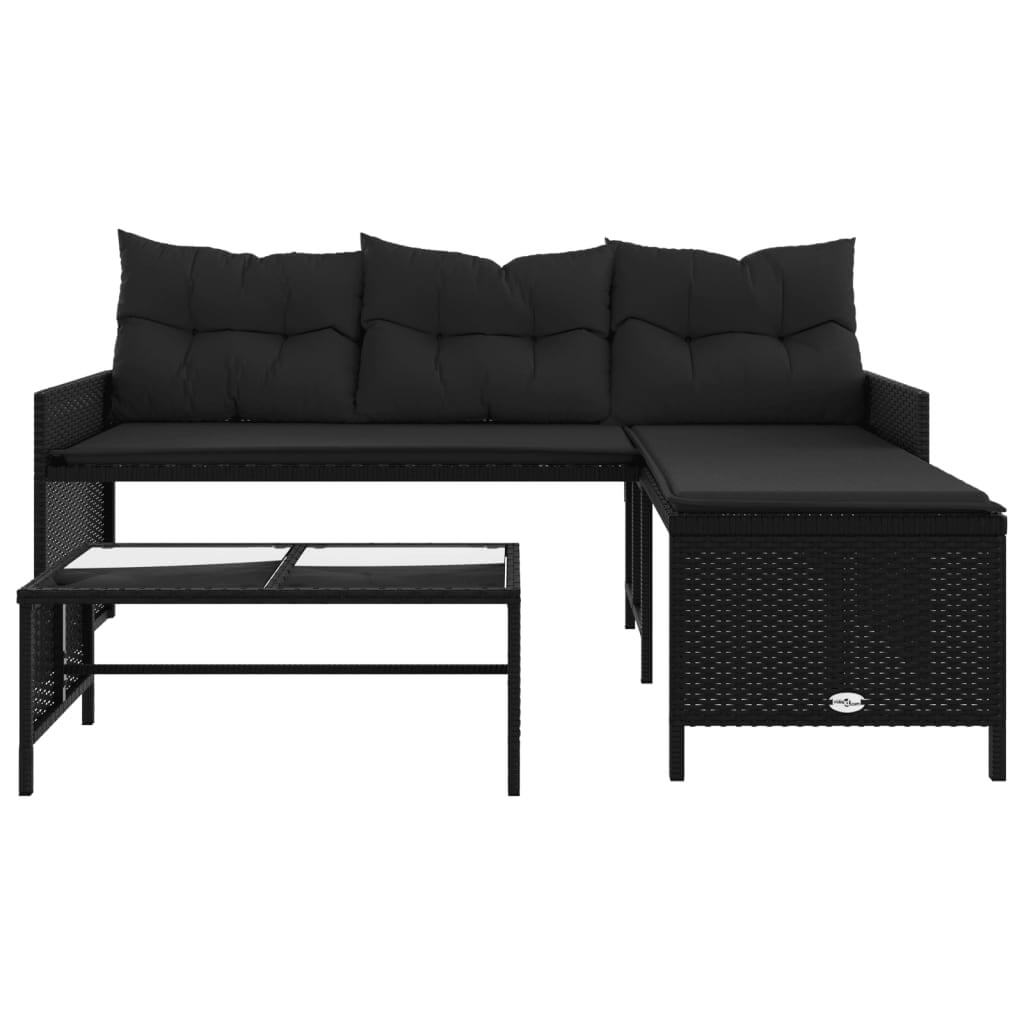 Garden Sofa with Table and Cushions L-Shaped  Poly Rattan