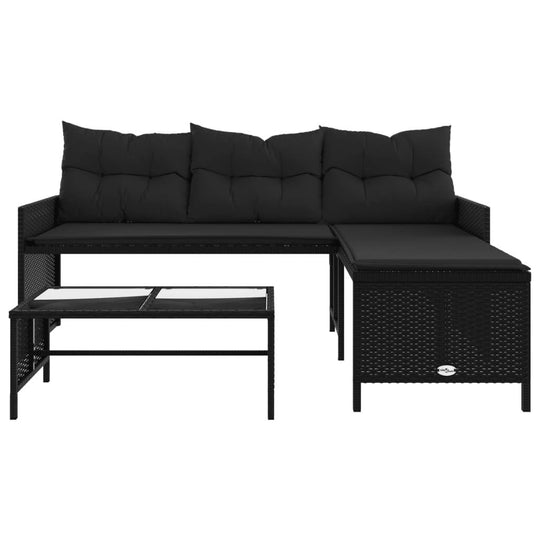 Garden Sofa with Table and Cushions L-Shaped  Poly Rattan