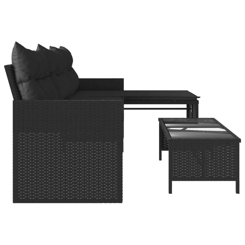Garden Sofa with Table and Cushions L-Shaped  Poly Rattan