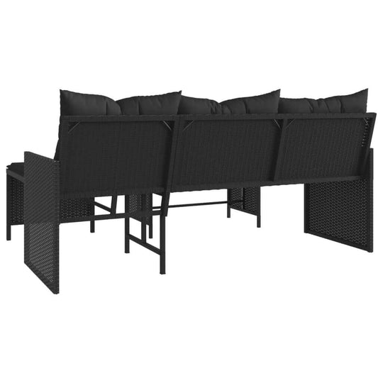 Garden Sofa with Table and Cushions L-Shaped  Poly Rattan