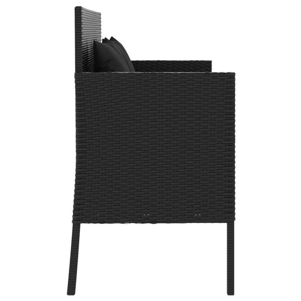 Garden Bench with Cushions  Poly Rattan side view showcasing modern design and durable synthetic material.