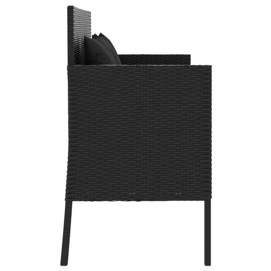 Garden Bench with Cushions  Poly Rattan side view showcasing modern design and durable synthetic material.