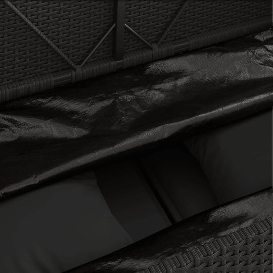 Garden Bench with Cushions Poly Rattan storage compartment with cushions hidden inside.